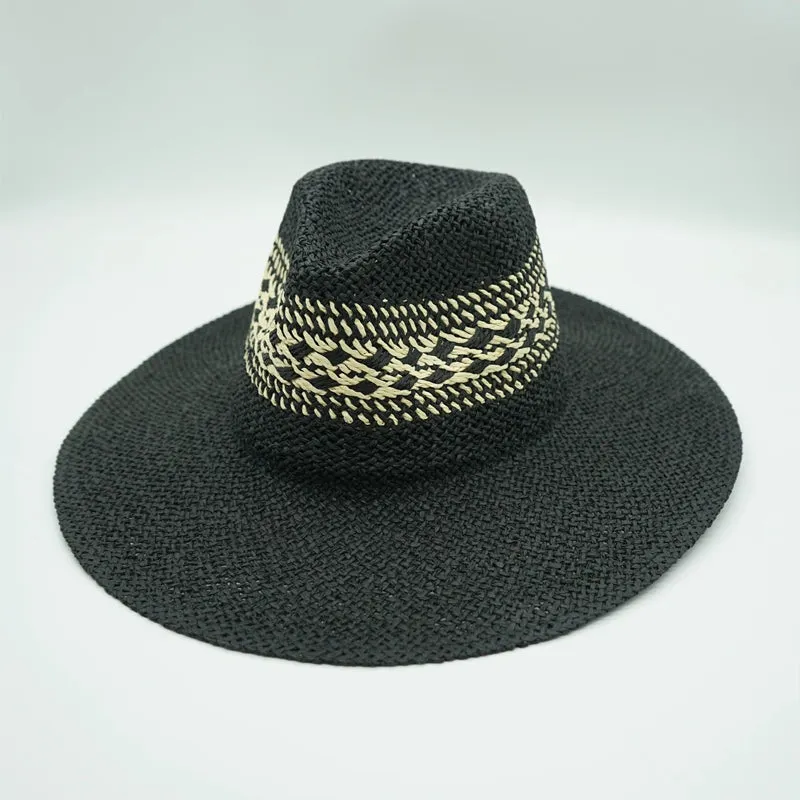 Maxct Straw Hat Japanese Style Black Brown Panama Women's Beach Big Brim