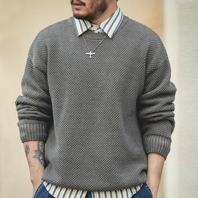 Maxct Popcorn Knit Crewneck Sweater