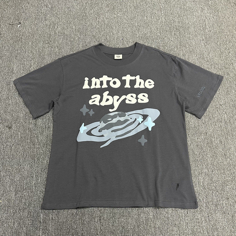 Maxct 90S Streetwear Bp High Street Foam Letter Print Loose Round Neck Short Sleeve Men'S And Women'S Casual T-Shirt Couple Half Sleeve Fashion