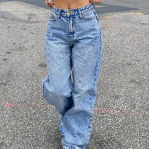 Basic Wash Straight Leg Boyfriend Jeans Maxct