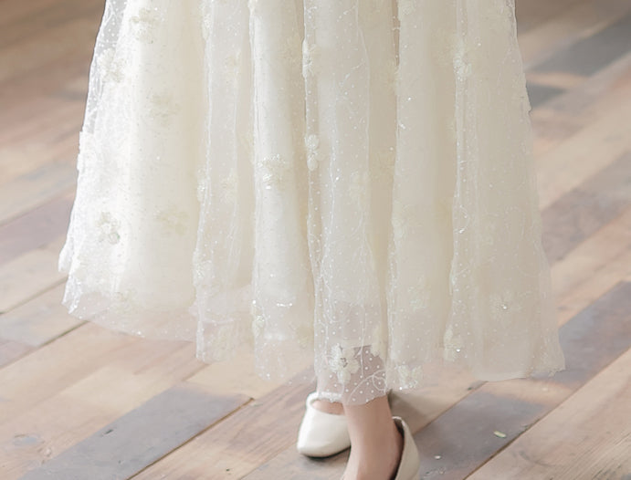 Delicate Flower Sequin Maxi Dress Maxct