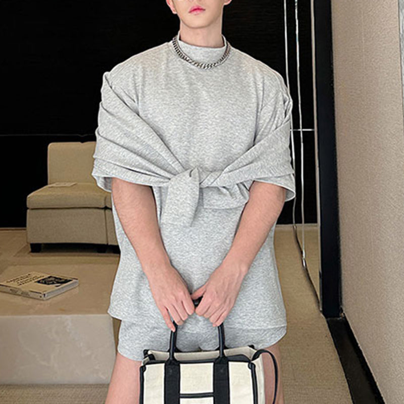 Maxct Multi-sleeve Sweatshirt and Shorts Two-piece Set
