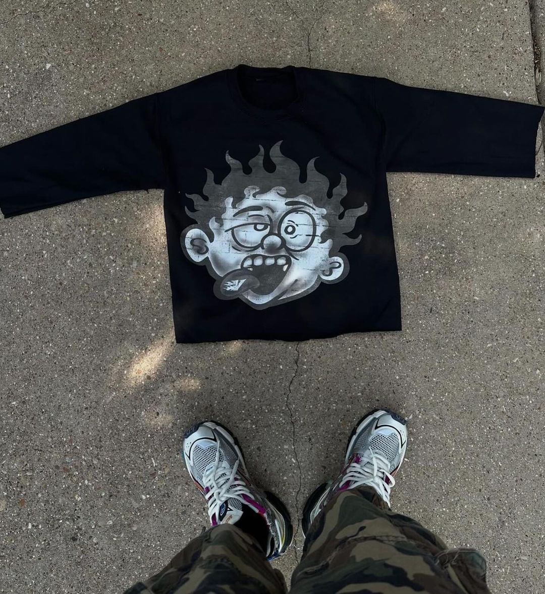 Y2K Harajuku Hip Hop Gothic Cartoon Pattern Printed Men T-shirt Fashion Street Clothing Men and Women Large Cotton Short Sleeves