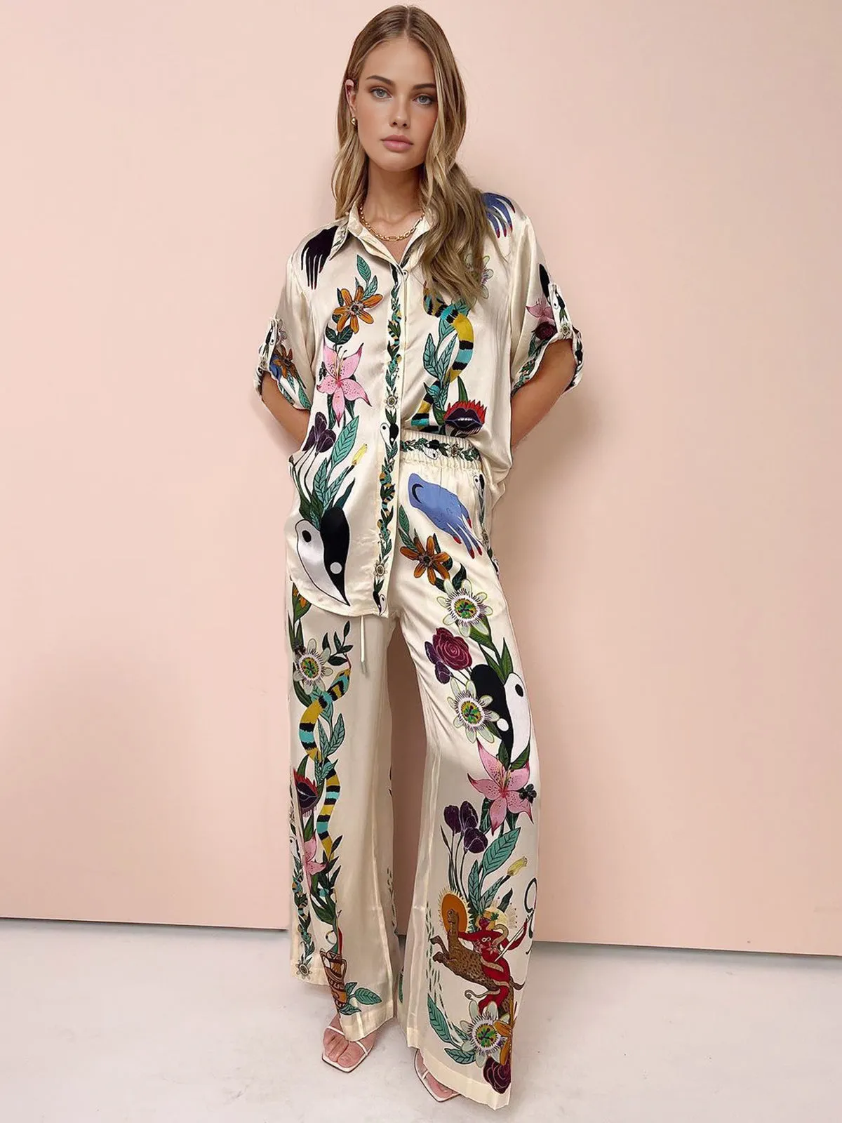 Maxct Floral Print Pants Set