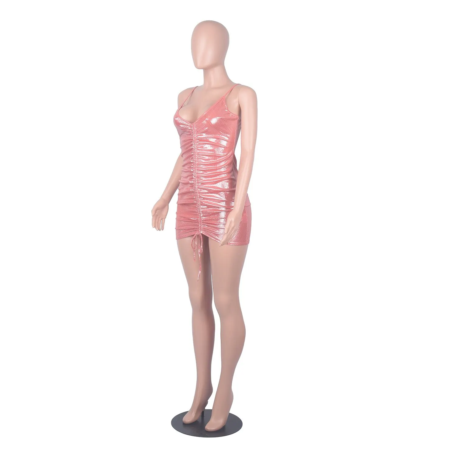 Parity Drawstring Bodycon Mini Dress Sexy Young Little Chap Spaghetti Strap Sweet High Waist Vestidos For Female Summer