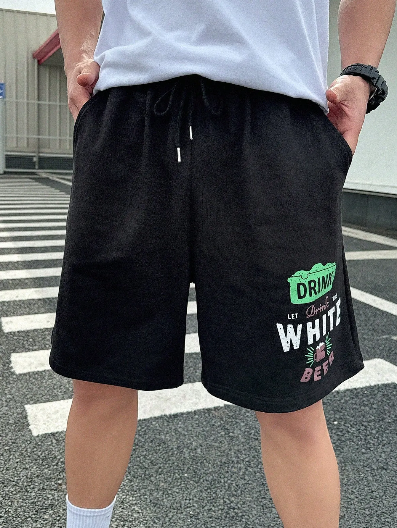 Maxct Men Casual Printed Letter Shorts For Spring And Summer