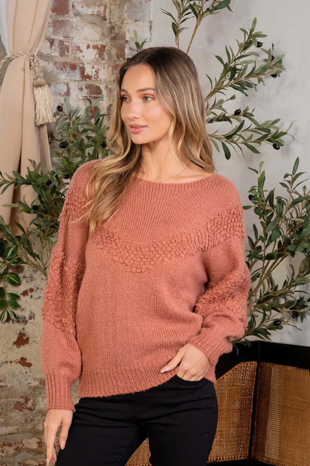 Maxct &Sew In Love Boat Neck Long Sleeve Sweater