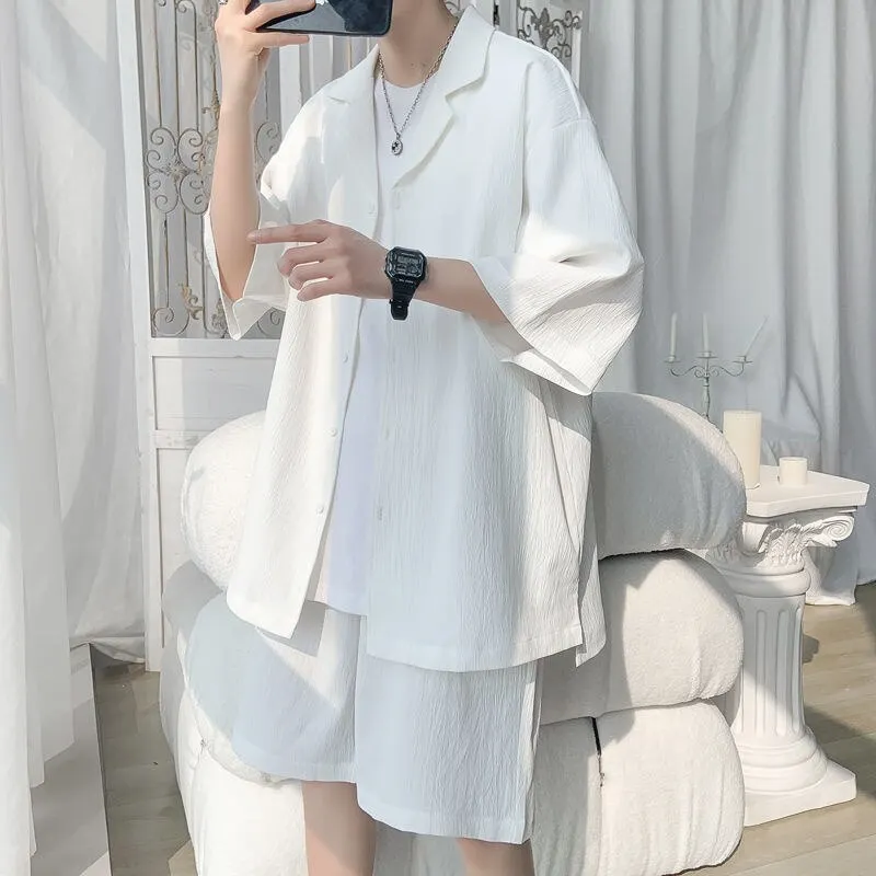 Maxct Textured Two-Piece Shirt and Shorts Set