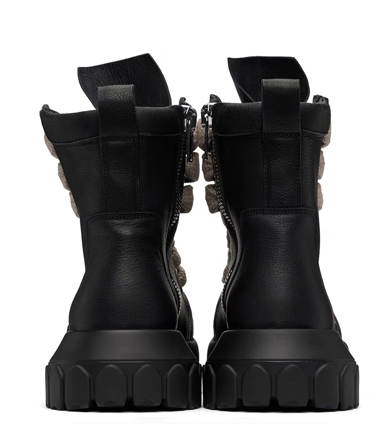Style Cross-Tied Chunky Bottom Leather Men's British Ankle Boots