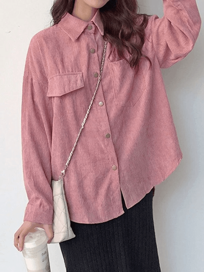 Maxct Corduroy Long Sleeve Button Blouse