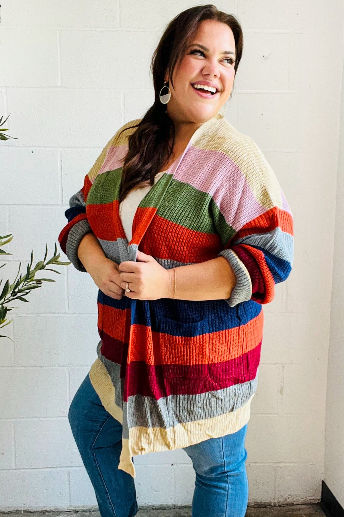 Maxct &Weekend Ready Multicolor Striped Slouchy Open Cardigan