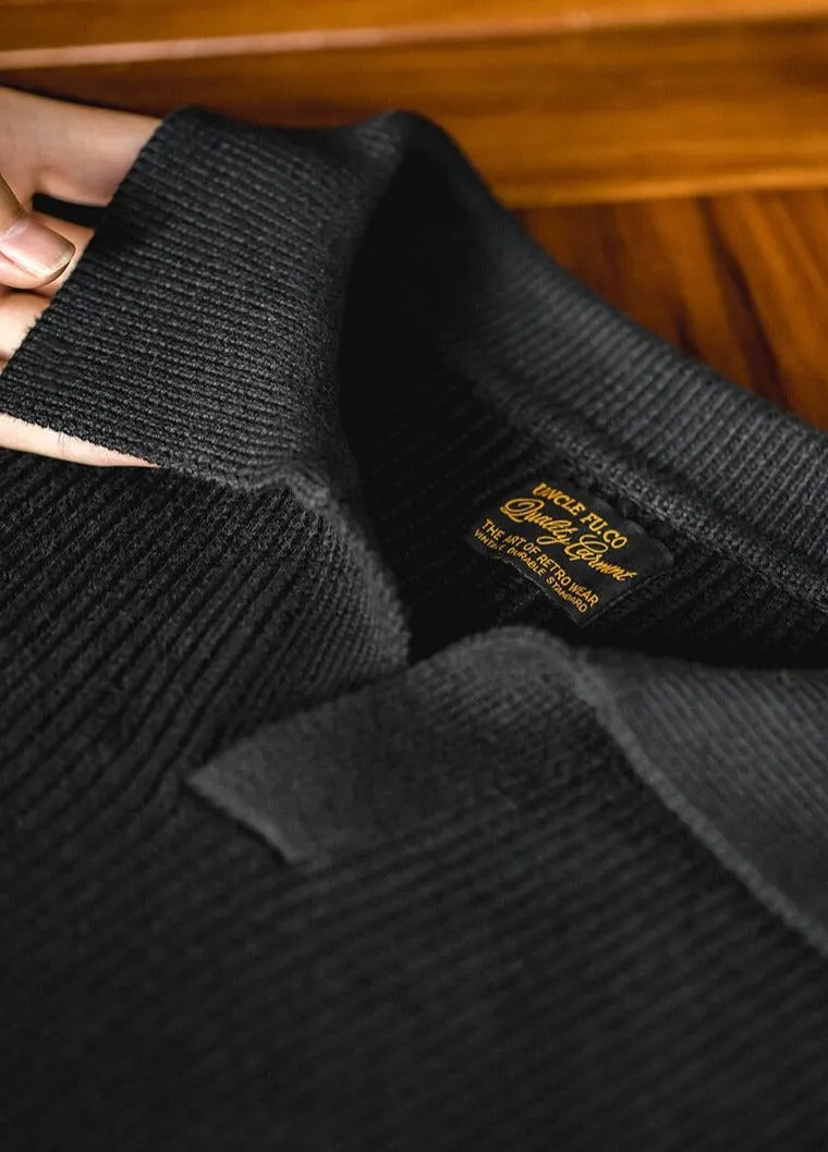 Maxct Open Neck Collared Rib Knit Sweater