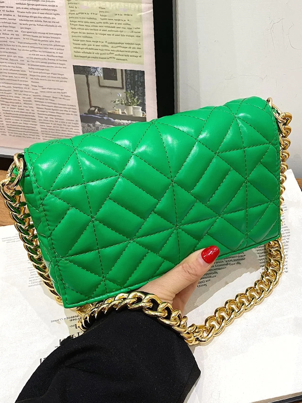 Bag For Love - Minimalist Quilted Flap Square Bag - Women Maxct Bags