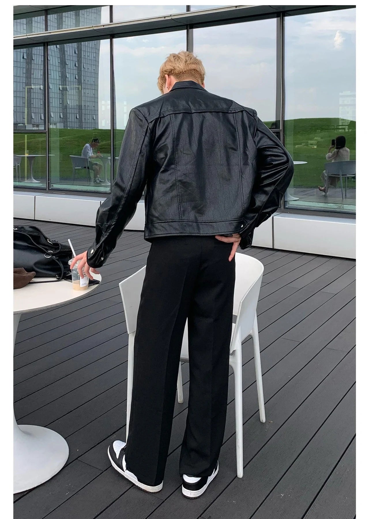 Maxct Black Cropped Leather Jacket