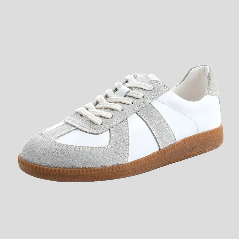 White Split Leather Sneakers Flat for Women Maxct