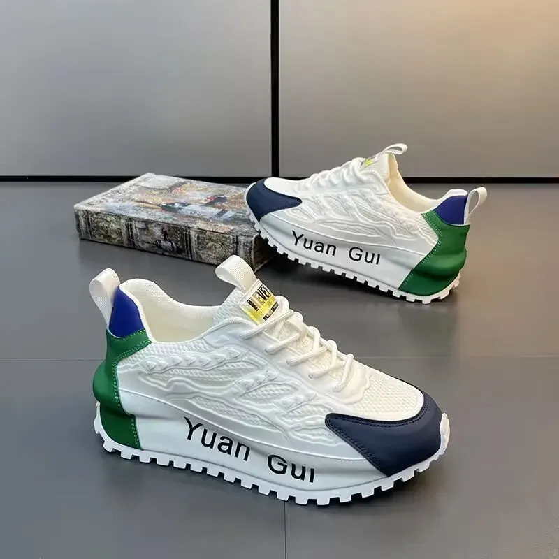Men's Yuan Gui Platform Trainers Fusion of Leather & Mesh Shoes Maxct