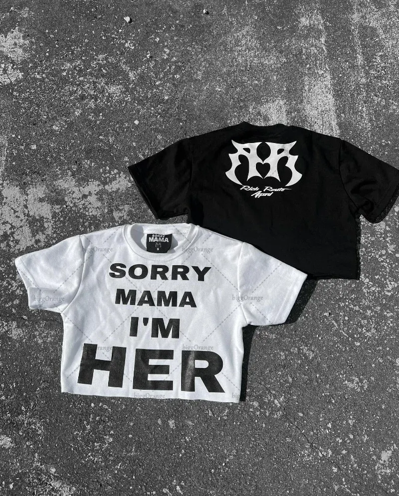 Street Harajuku Retro Casual Clothing Gothic Punk Round Neck Short-sleeved Women Y2k Letter Printed Oversized Top T-shirt Men