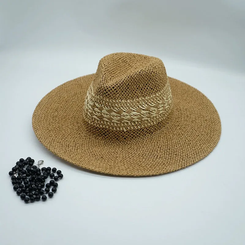 Maxct Straw Hat Japanese Style Black Brown Panama Women's Beach Big Brim