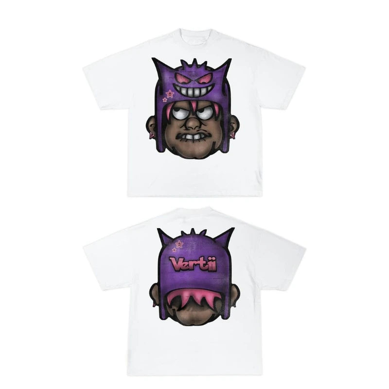 Maxct 90s Streetwear Streetwear T Shirt Men Y2K Hip Hop Rock Cartoon Pattern Printing Sweatshirt Graffiti Graphics Oversized Crew Neck Short Sleeve 0924