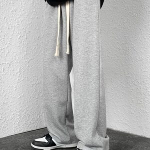Maxct Men's Waist Drawstring Straight Leg Pants, Autumn And Winter Sports Pants For Leisure Activities
