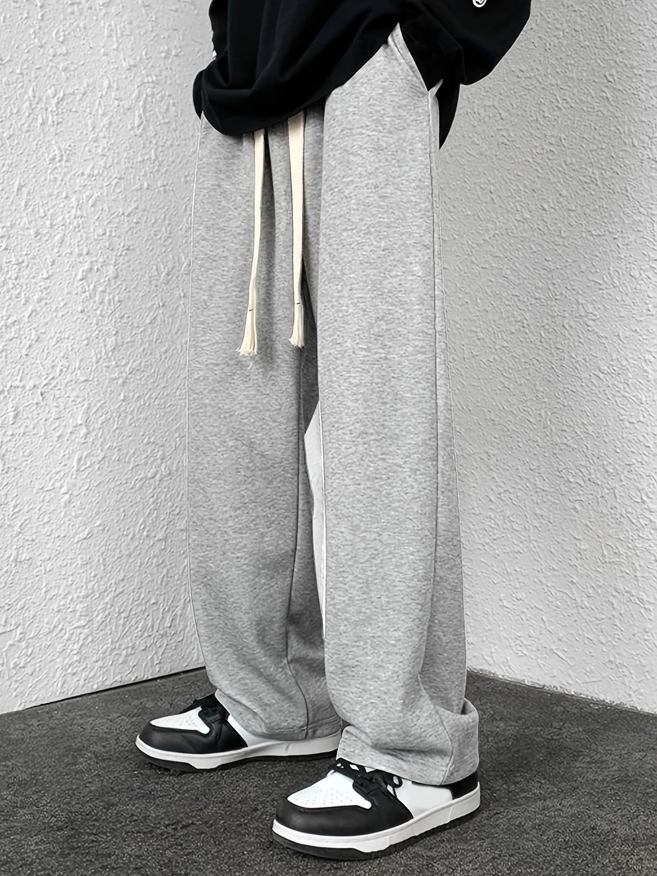 Maxct Men's Waist Drawstring Straight Leg Pants, Autumn And Winter Sports Pants For Leisure Activities