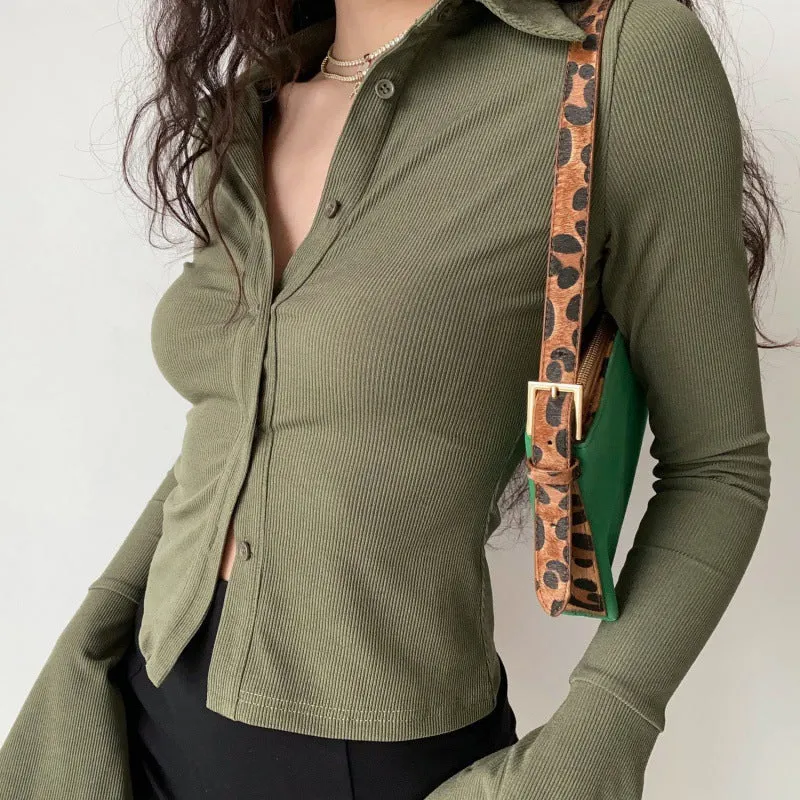 Maxct Polo Neck Long Sleeve Rib Blouse