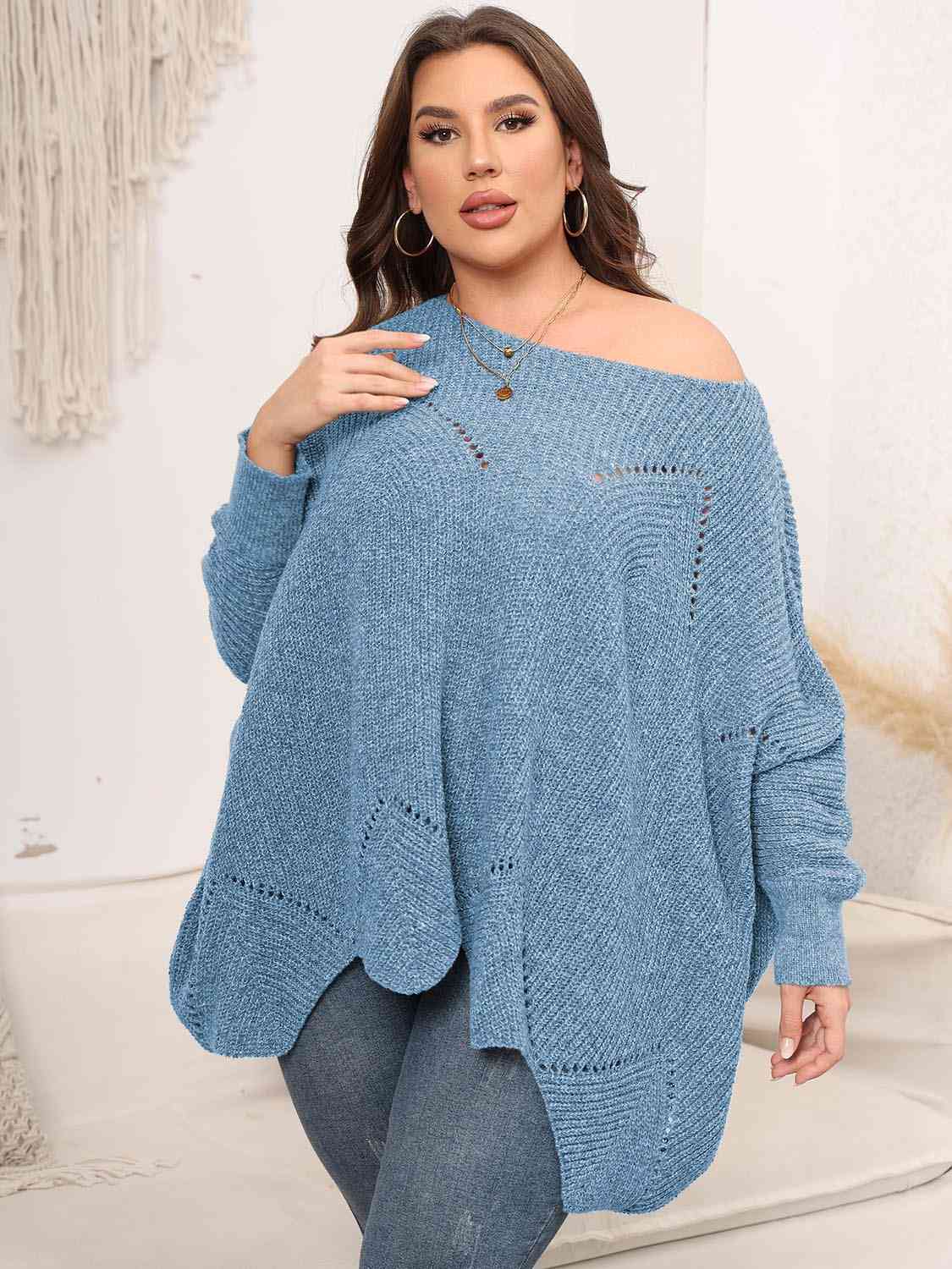 Maxct &Plus Size Round Neck Batwing Sleeve Sweater