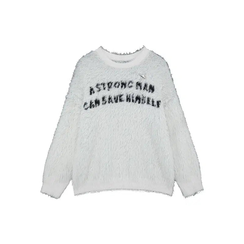 Maxct Letter Embroidered Round Neck Sweater