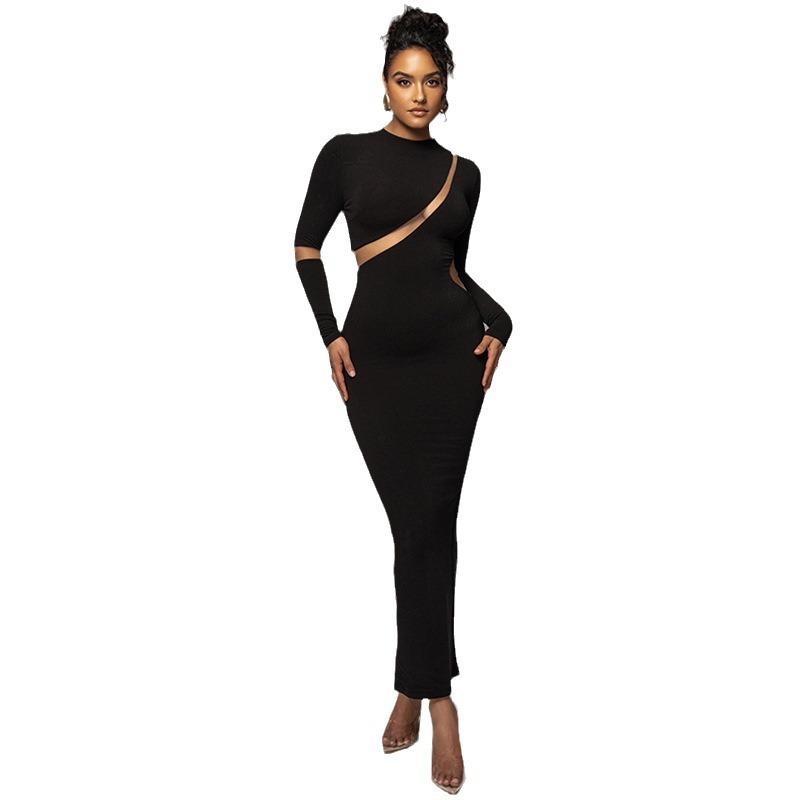 Maxct Women's 2024 Autumn New Fashion Sexy Hollow Back Split Long Sleeve Dress Wholesale - Image 5