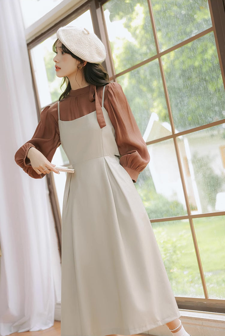 Bow Back Cami Dress & Blouse Set Maxct