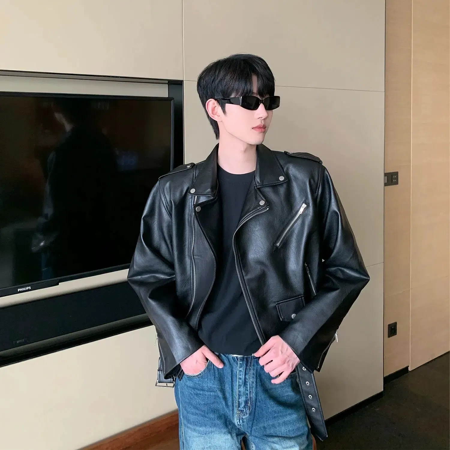 Maxct Short Motorcycle Leather Jacket