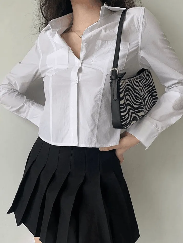 Maxct Basic Long Sleeve Button Blouse