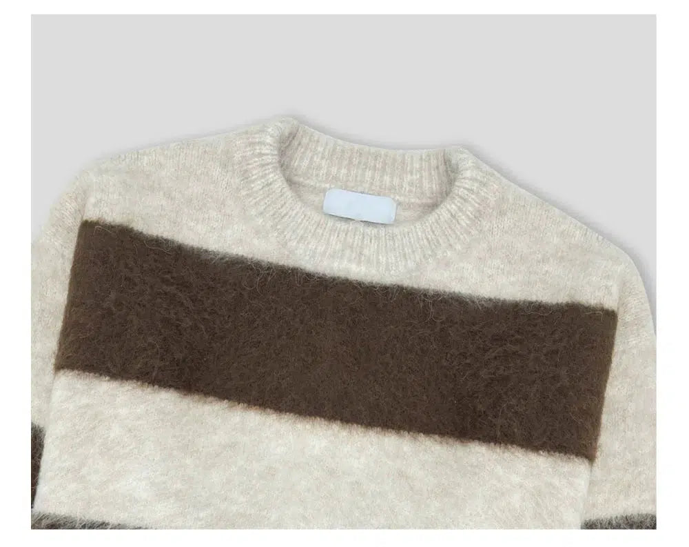 Maxct Brown Striped Furry Sweater
