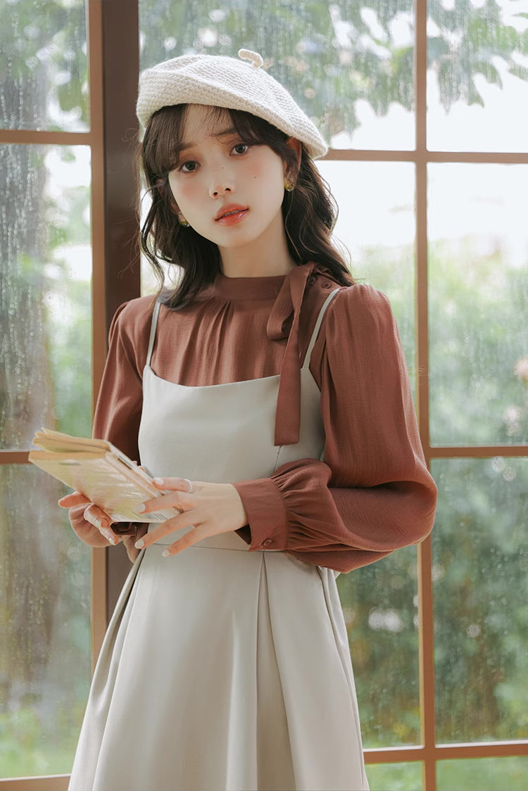 Bow Back Cami Dress & Blouse Set Maxct