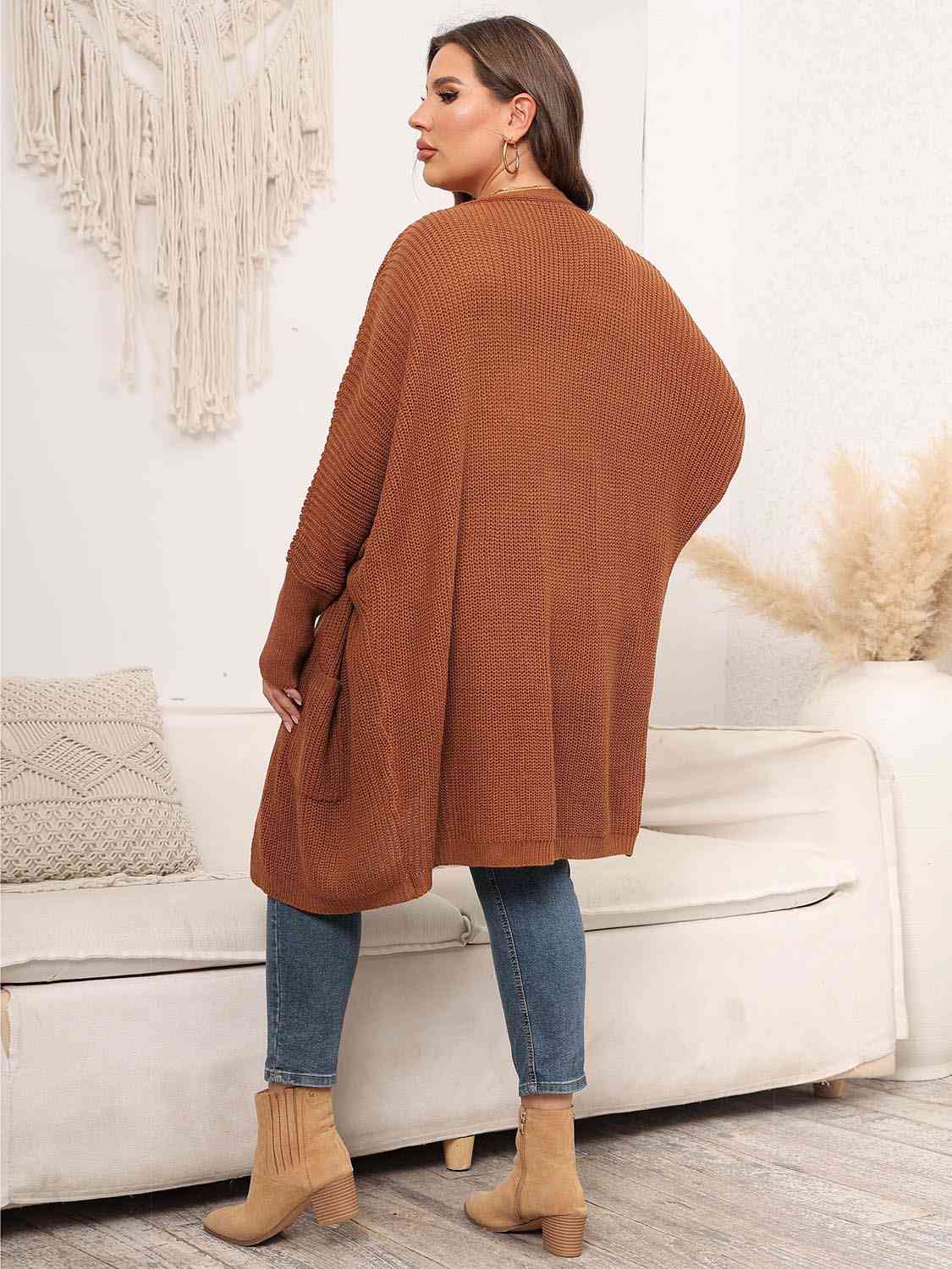 Maxct &Plus Size Open Front Cardigan With Pockets