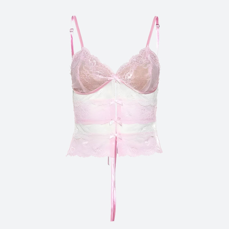 Maxct &Coquette Bow Backless Lace Top