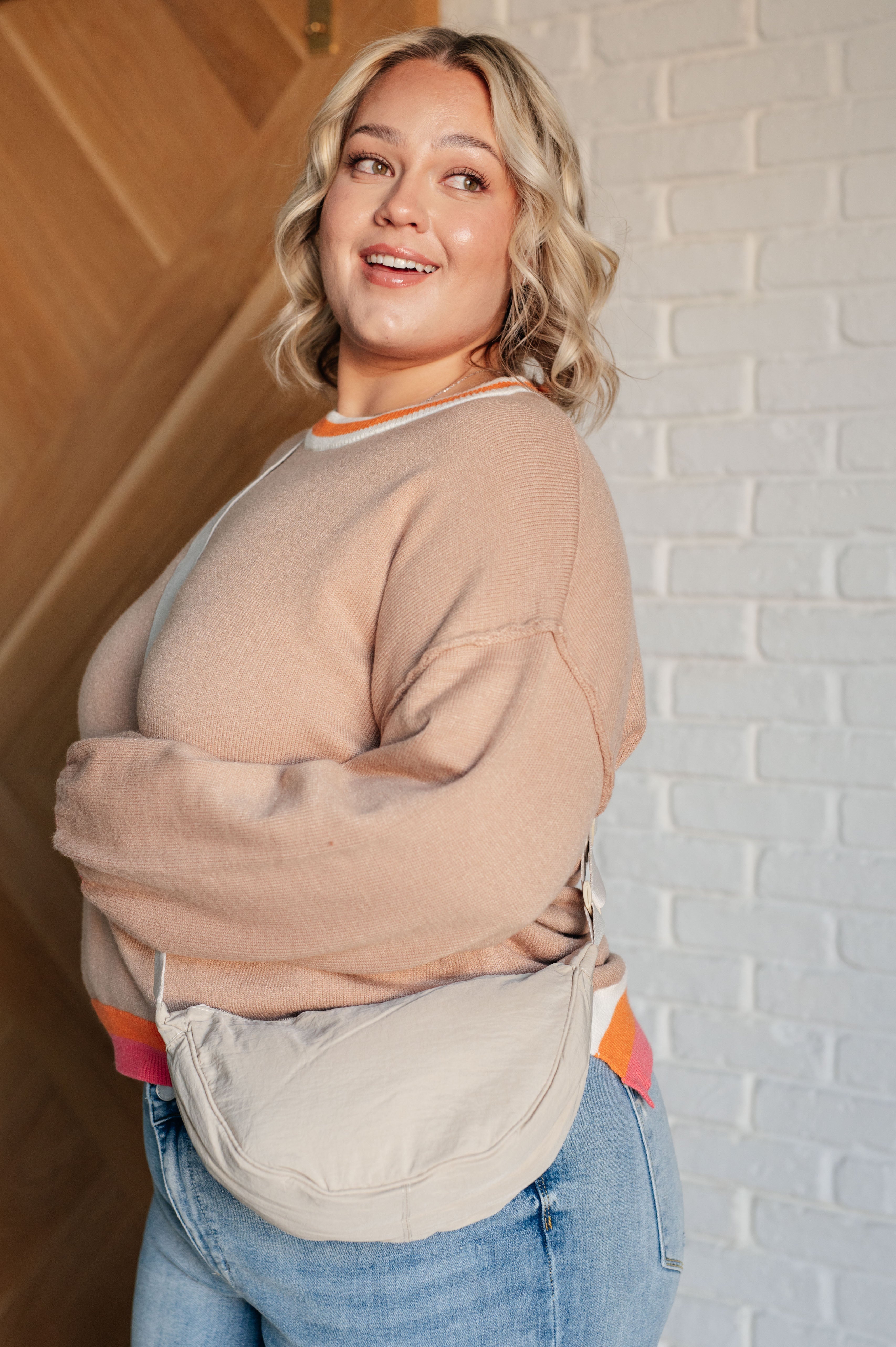 Maxct &Conversational Moment Striped Trim Sweater