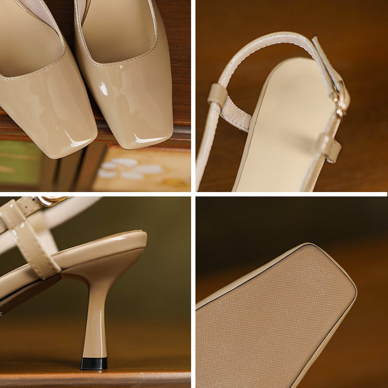 Square Toe Kitty Heel Pumps Sandals Maxct