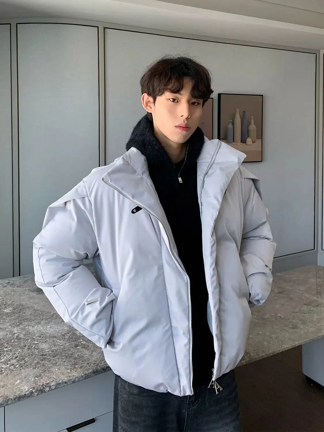 Maxct Stand Collar Coat with Belt Buckle