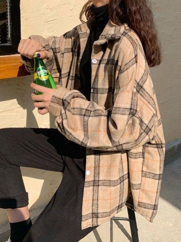 Maxct Checkered Print Button Blouse