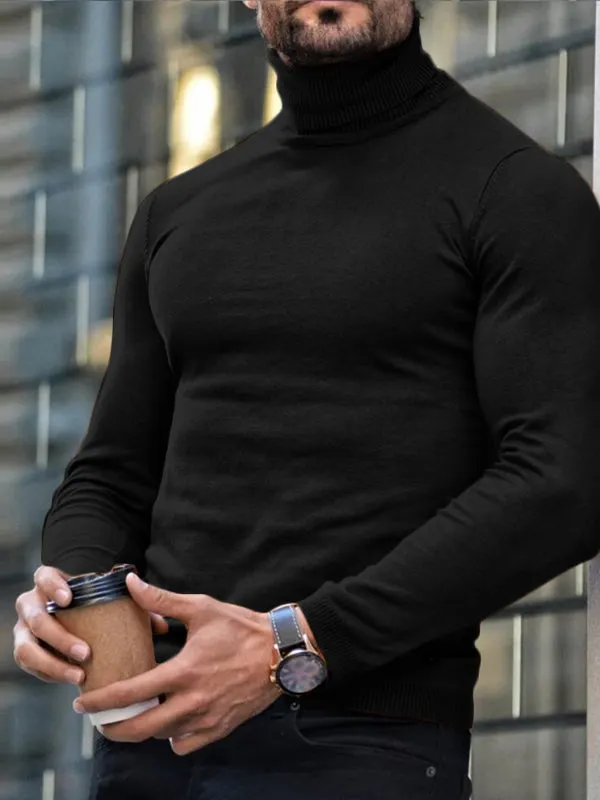 Maxct - Mens High Neck Casual Long-sleeved SweaterI