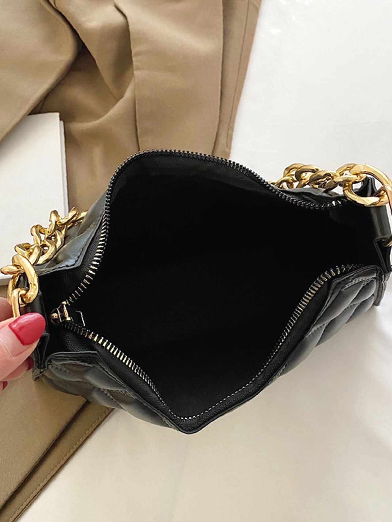 Bag For Love - Quilted Chain Baguette Bag - Women Maxct Bags