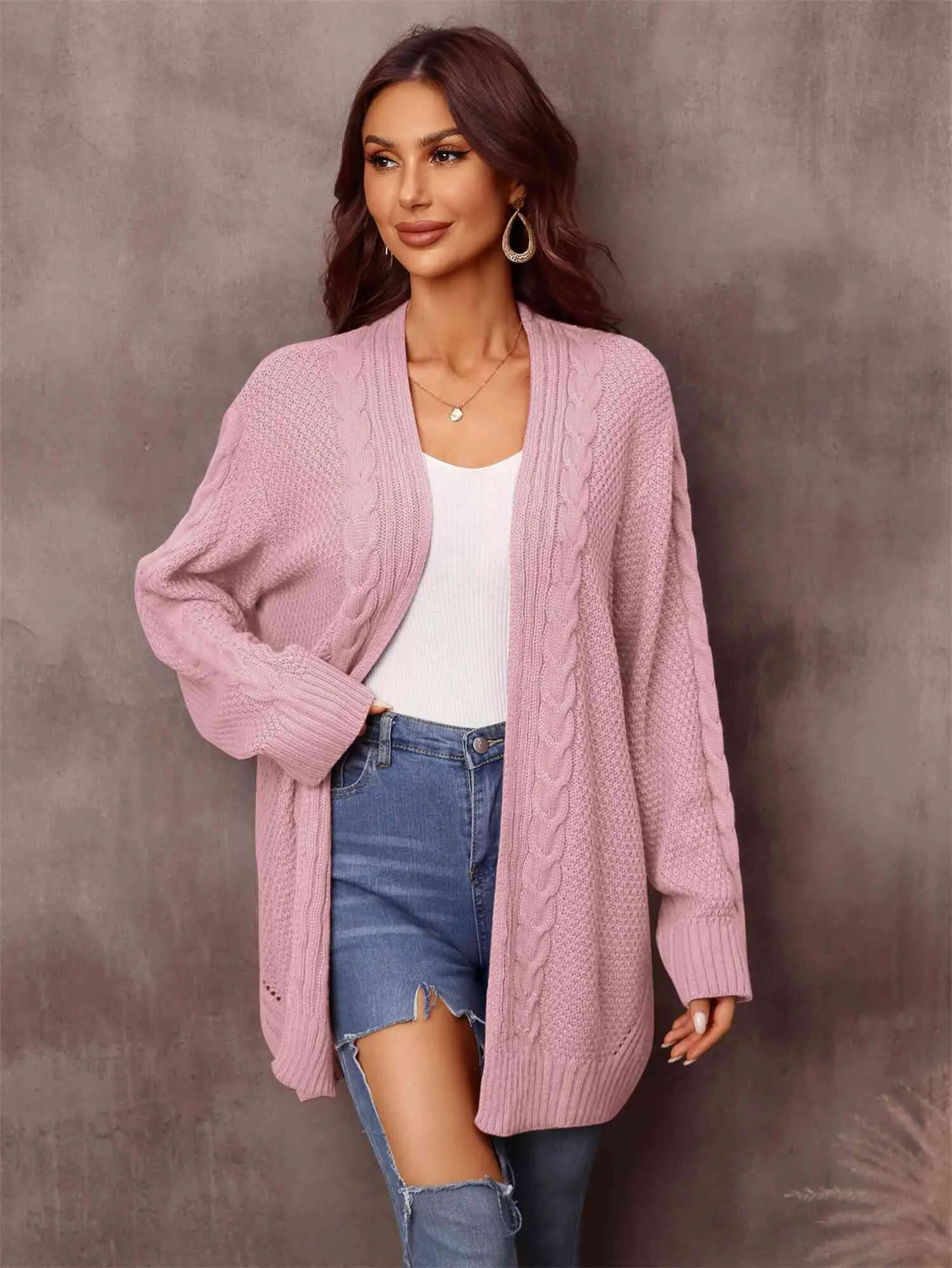 Maxct &Mixed Knit Open Front Longline Cardigan
