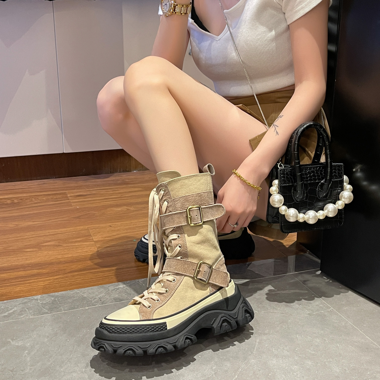 European Trendy Canvas Thick-Soled Women's Boots - true deals club