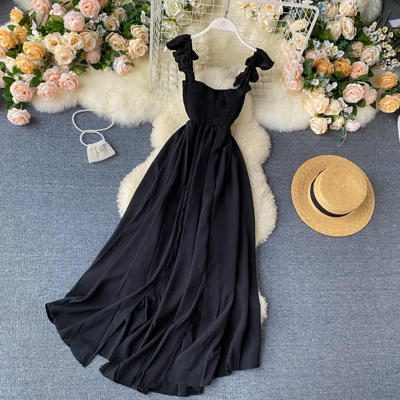 High Waist Slash Neck Women Long Dress Elegant Big Swing A-line Vestidos Verano Vintage Green/Red Party Robe For Female