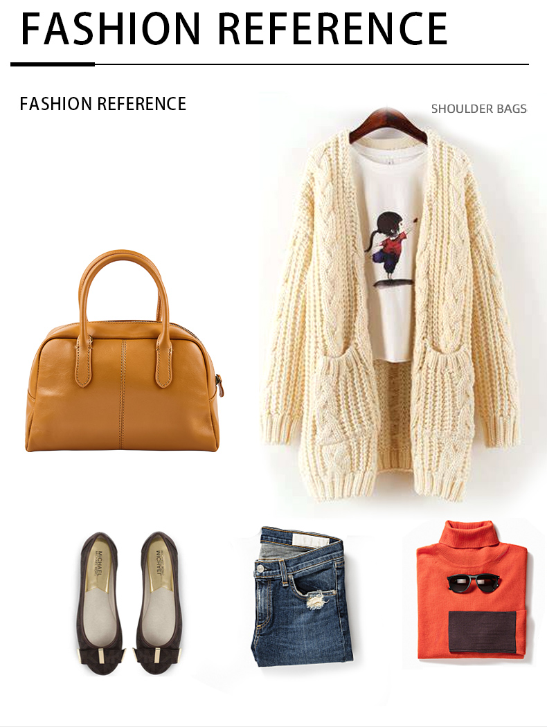 Women's Shoulder Bag Fashion First Layer Leather Bowling Bag Luxury Messenger Bag