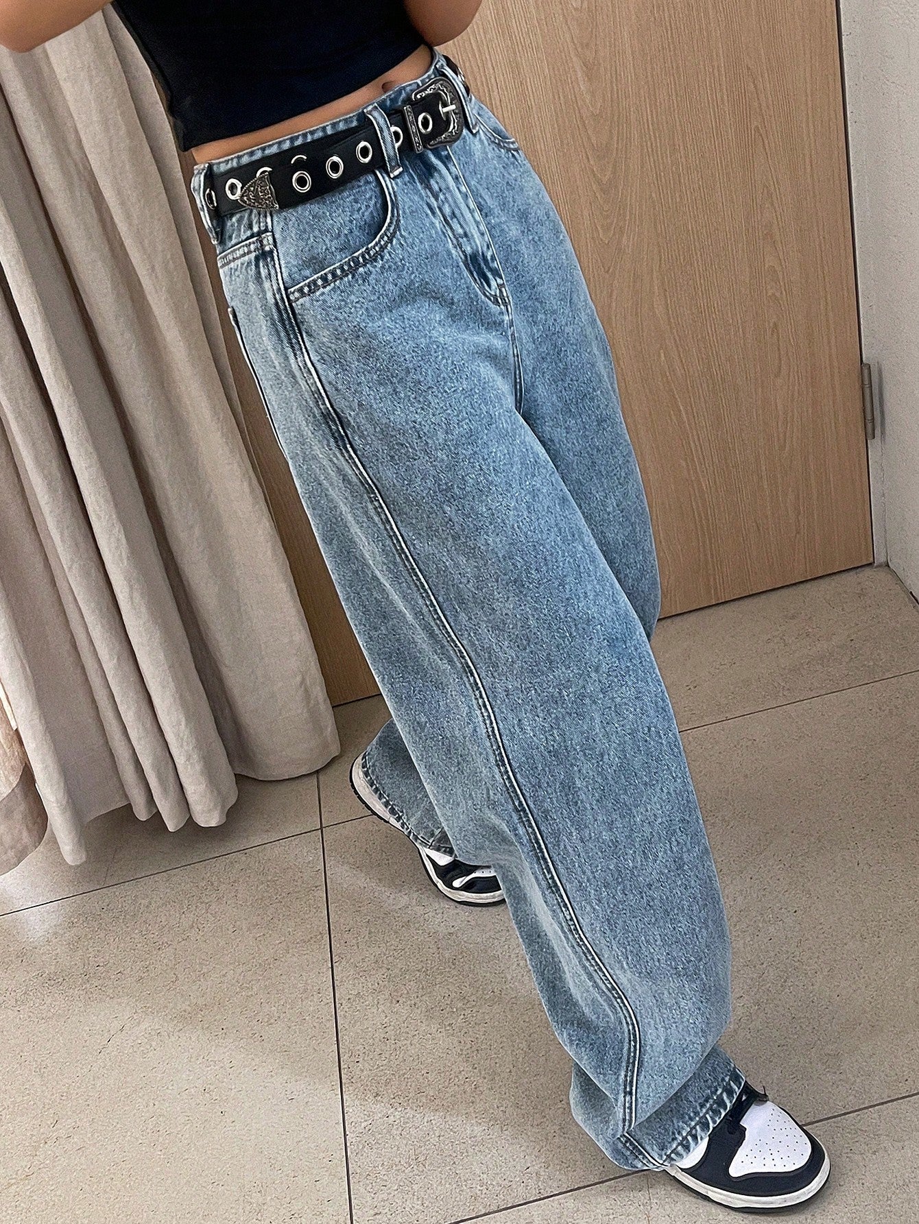 Maxct Women's Casual Loose Fit Wide Leg Denim Pants With Pockets, Ideal For Daily And Travel