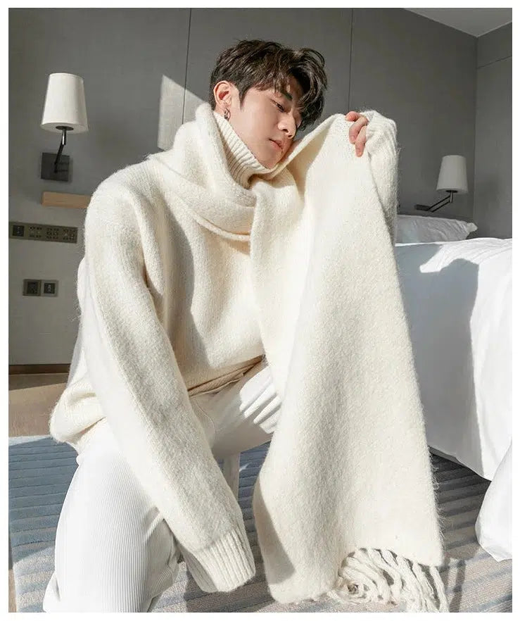 Maxct Thickened Turtleneck Sweater with Scarf