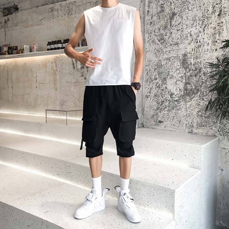 Maxct Multi-Pocket Streamer Hip Hop Low-Grade Shorts
