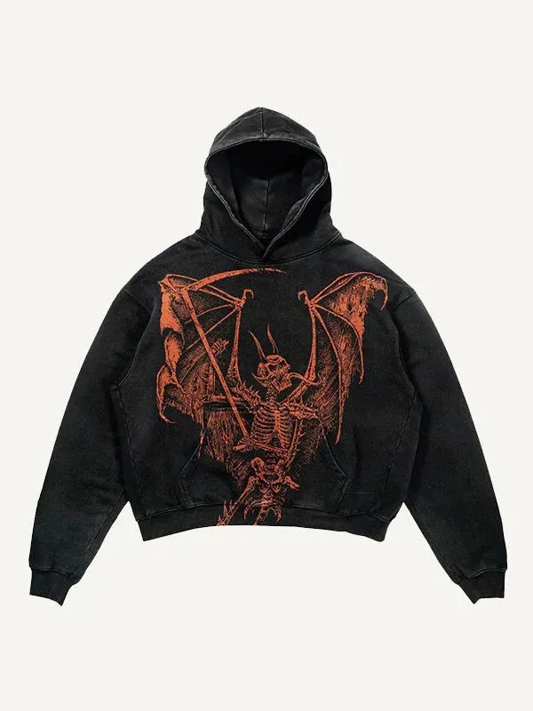 Maxct 2024 New Color Matching Skull Print Pocket 3D Sweater Hoodie Sweatshirt Cos Clothing